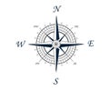 Wind Rose and compass vector in black and white color on isolated white background. Royalty Free Stock Photo