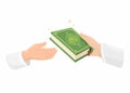 Hand Giving Al Quran Holy Book Islam Religion Symbol Cartoon Illustration Vector Royalty Free Stock Photo