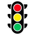 Traffic light signal vector icon. Traffic control light. Signal with red, yellow and green color flat icon for apps and websites. Royalty Free Stock Photo