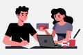 The Ultimate Guide to Collaborative Blog Design, A Boy and a Girl Create Stunning Isometric Illustrations Royalty Free Stock Photo