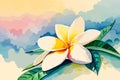 Plumeria watercolor art and illustration Generative AI Royalty Free Stock Photo