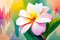 Plumeria watercolor art and illustration Generative AI Royalty Free Stock Photo