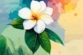 Plumeria watercolor art and illustration Generative AI Royalty Free Stock Photo