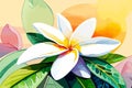 Plumeria watercolor art and illustration Generative AI Royalty Free Stock Photo