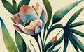 Linum grandiflorum watercolor art and illustration Generative AI Royalty Free Stock Photo