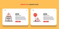 Error 404 landing page with a road signs in set flat design Royalty Free Stock Photo