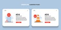 Error 404 landing page with a road signs in set flat design Royalty Free Stock Photo
