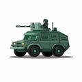 Military Truck with Machine Gun Cartoon Illustration Vector Royalty Free Stock Photo