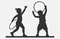 Joyful Kids Playing with Hula Hoops in Silhouette - Dynamic Vector Illustration Royalty Free Stock Photo