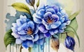 Watercolor Illustration of Blue bell, Botanical Illustration, Flowers, Generative AI Royalty Free Stock Photo