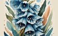 Watercolor Illustration of Blue bell, Botanical Illustration, Flowers, Generative AI Royalty Free Stock Photo