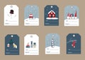 Christmas gift tags with traditional winter plants. Royalty Free Stock Photo