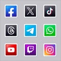 Set of gradient social media logos collection illustration vector Royalty Free Stock Photo