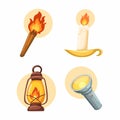 Lighting Tools Evolution Object Collection Set Cartoon Illustration Vector Royalty Free Stock Photo