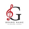 Initial Letter G with musical note Style icon. Alphabet G Music logo design Royalty Free Stock Photo