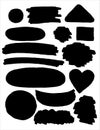Collection of grunge vector hand drawn paint daubs banners and forms isolated on white background. Royalty Free Stock Photo