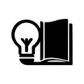 Knowledge and Inspiration Icon: A lightbulb and open book symbolizing learning. Royalty Free Stock Photo