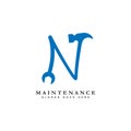 Letter N House Maintenance Logo. Alphabet N Building Construction Icon Royalty Free Stock Photo
