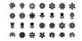 Black and White Floral Icons Minimalist Vector Flower Symbols and Botanical Design Elements Royalty Free Stock Photo