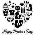 Heartfelt Mother\'s Day: Gifts, Love, and Family Celebration Icons Royalty Free Stock Photo