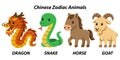 Cute Chinese zodiac animals vectors Royalty Free Stock Photo