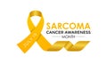 Sarcoma and Bone Cancer Awareness Month Observed annually in July. Realistic ribbon and bone banner poster Royalty Free Stock Photo