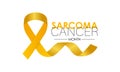 Sarcoma and Bone Cancer Awareness Month Observed annually in July. Realistic ribbon and bone banner poster Royalty Free Stock Photo