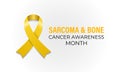 Sarcoma and Bone Cancer Awareness Month Observed annually in July. Realistic ribbon and bone banner poster Royalty Free Stock Photo