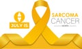 Sarcoma and Bone Cancer Awareness Month Observed annually in July. Realistic ribbon and bone banner poster Royalty Free Stock Photo