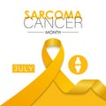 Sarcoma and Bone Cancer Awareness Month Observed annually in July. Realistic ribbon and bone banner poster Royalty Free Stock Photo