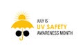 July is UV Safety Awareness Month. UV rays can cause sunburn, skin aging, eye Royalty Free Stock Photo