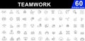 Teamwork Line Icons Pack: Collaboration, Partnership, Community, Success & Leadership Outline Symbols Royalty Free Stock Photo