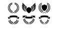 Set of Laurel Emblems with Wings, Shields, and Ribbons Royalty Free Stock Photo