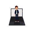 Cartoon Boy Standing on Laptop â Digital Technology Concept Illustration Royalty Free Stock Photo