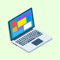 Design element Isometric laptop illustration with colorful screen, simple modern design Royalty Free Stock Photo