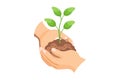 Hands Holding Soil and Plant â Stylized Illustration of Growth and Sustainability Royalty Free Stock Photo