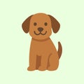 Illustration of a cute brown dog in flat design style, sitting with a friendly expression. Royalty Free Stock Photo