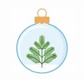 Flat Christmas tree icon in green with circular frame, festive and minimal design for holiday themes. Royalty Free Stock Photo