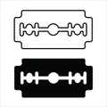 Razor blade outline and silhouette icons, sharp shaving tool Royalty Free Stock Photo