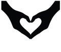 Two hands forming a heart shape, symbol of love, care, and unity Royalty Free Stock Photo