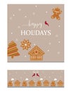 Set of Christmas cards with gingerbread houses Royalty Free Stock Photo
