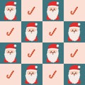 cute cartoon Santa Claus in patchwork style pattern background with christmas element Royalty Free Stock Photo