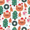 seamless pattern cute cartoon cat with winter and christmas element drawing Royalty Free Stock Photo