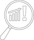 Growth Analysis Magnifying Glass, Chart, Exclamation Point Icon Royalty Free Stock Photo