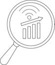 Growth Analysis Icon Magnifying Glass, Bar Chart, Arrow, WiFi Royalty Free Stock Photo