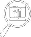 Data Analysis Magnifying Glass on Growth Chart, Line Art Royalty Free Stock Photo