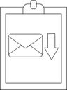 Email Download Icon on Clipboard, Outline Style Royalty Free Stock Photo