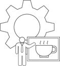 Coffee Break Strategy Gear, Businessman, and Coffee Cup Icon Royalty Free Stock Photo