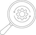 Process Analysis Magnifying Glass with Gear, Workflow Icon Royalty Free Stock Photo