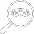 Process Improvement Gears Magnifying Glass Outline Icon Royalty Free Stock Photo